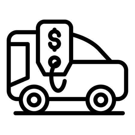 Car price icon. Outline Car price vector icon for web design isolated on white backgroundのイラスト素材