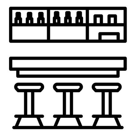 Bar counter room icon. Outline Bar counter room vector icon for web design isolated on white backgroundのイラスト素材