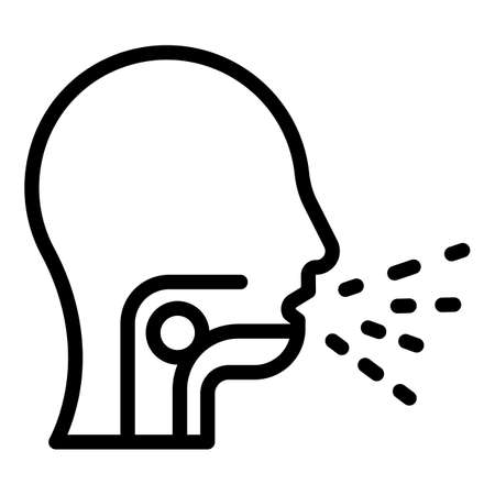 Cough icon. Outline cough vector icon for web design isolated on white backgroundのイラスト素材