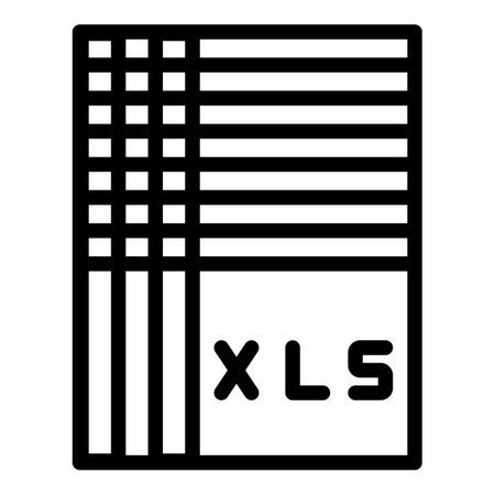 Xls database icon. Outline xls database vector icon for web design isolated on white backgroundのイラスト素材
