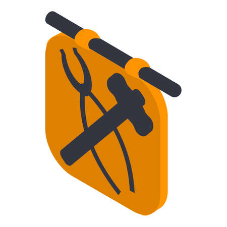 Forge signboard icon. Isometric illustration of forge signboard vector icon for webのイラスト素材