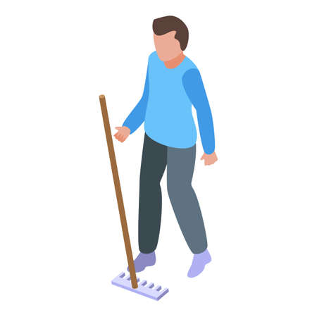 Rake careless man icon. Isometric of Rake careless man vector icon for web design isolated on white backgroundのイラスト素材
