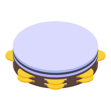 Old tambourine icon. Isometric of Old tambourine vector icon for web design isolated on white backgroundのイラスト素材