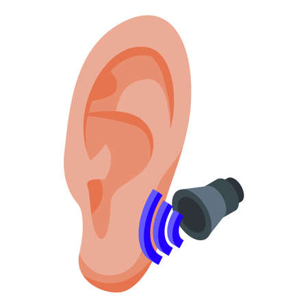 Ear speech recognition icon. Isometric of Ear speech recognition vector icon for web design isolated on white backgroundのイラスト素材