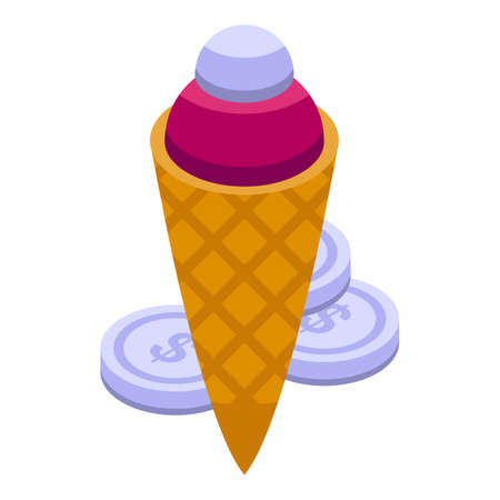 Ice cream purchase history icon. Isometric of Ice cream purchase history vector icon for web design isolated on white backgroundのイラスト素材
