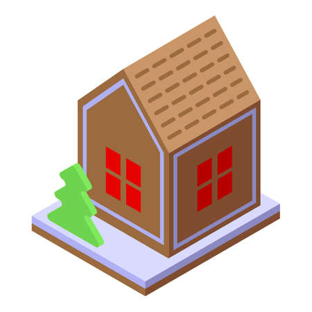 Winter gingerbread house icon. Isometric of Winter gingerbread house vector icon for web design isolated on white backgroundのイラスト素材