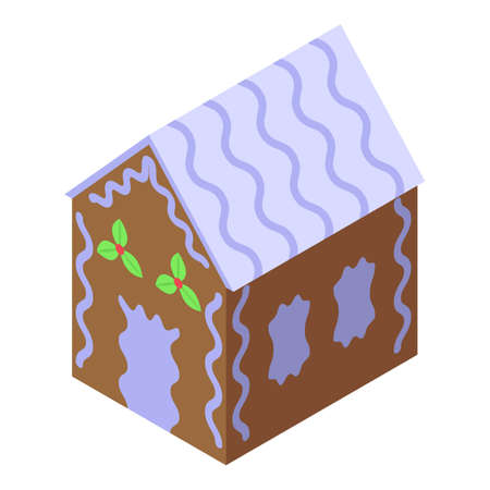 Treat gingerbread house icon. Isometric of Treat gingerbread house vector icon for web design isolated on white backgroundのイラスト素材