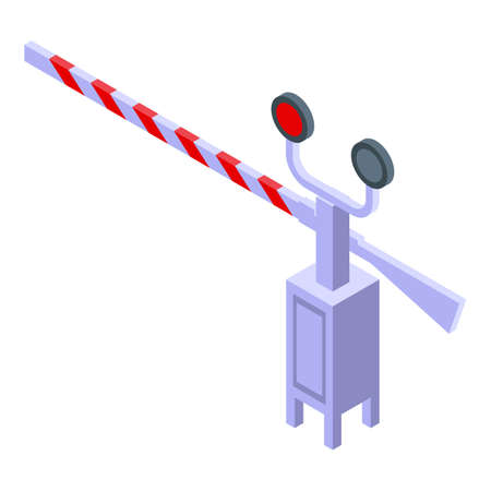 Railway barrier icon. Isometric of Railway barrier vector icon for web design isolated on white backgroundのイラスト素材