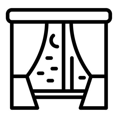 Night window icon. Outline Night window vector icon for web design isolated on white backgroundのイラスト素材