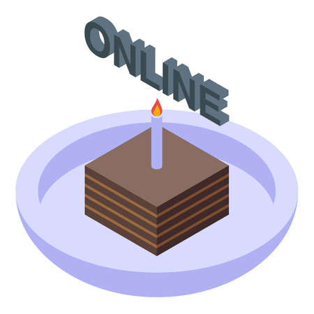 Cake online party icon. Isometric of Cake online party vector icon for web design isolated on white backgroundのイラスト素材