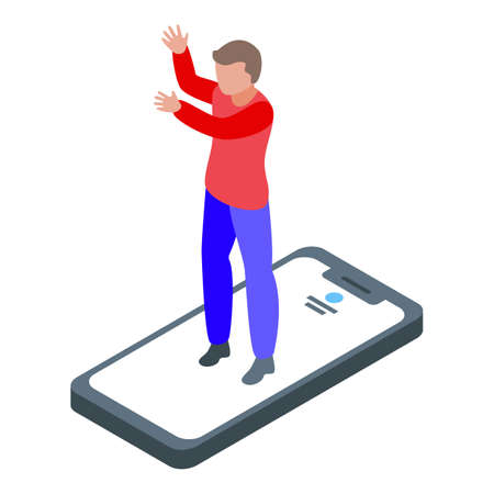 Dancing smartphone online party icon. Isometric of Dancing smartphone online party vector icon for web design isolated on white backgroundのイラスト素材