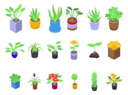 Plants icons set. Isometric set of plants vector icons for web design isolated on white backgroundのイラスト素材