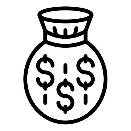 Laundry money full bag icon. Outline Laundry money full bag vector icon for web design isolated on white backgroundのイラスト素材