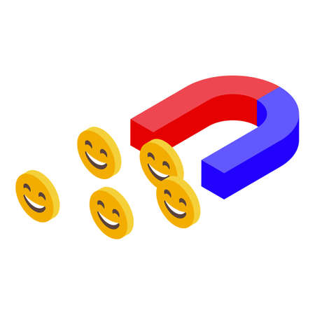 Successful campaign magnet icon. Isometric of Successful campaign magnet vector icon for web design isolated on white backgroundのイラスト素材