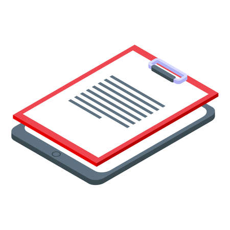 Electronic patient card clipboard icon. Isometric of Electronic patient card clipboard vector icon for web design isolated on white backgroundのイラスト素材