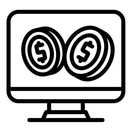 Online payment icon. Outline Online payment vector icon for web design isolated on white backgroundのイラスト素材