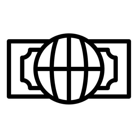 Global money icon. Outline Global money vector icon for web design isolated on white backgroundのイラスト素材