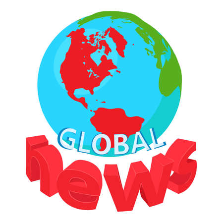 Global news icon. Isometric illustration of global news vector icon for webのイラスト素材