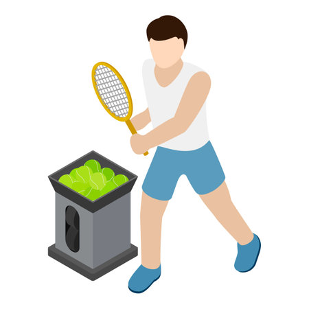 Tennis player icon. Isometric illustration of tennis player vector icon for webのイラスト素材