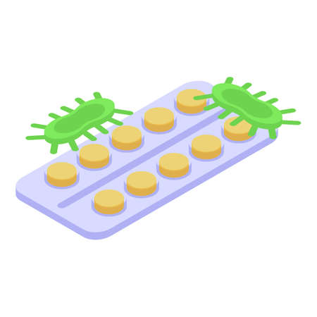 Pills antibiotic resistance icon. Isometric of Pills antibiotic resistance vector icon for web design isolated on white backgroundのイラスト素材