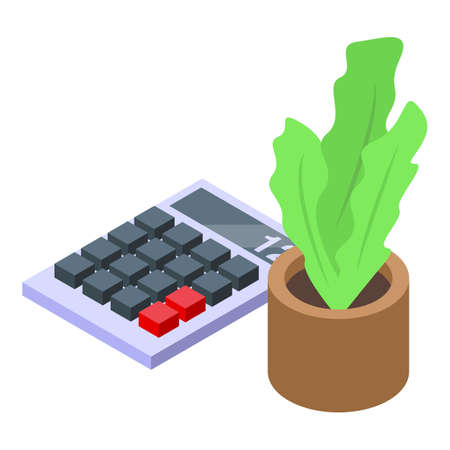 Ergonomic workplace plant pot icon. Isometric of Ergonomic workplace plant pot vector icon for web design isolated on white backgroundのイラスト素材