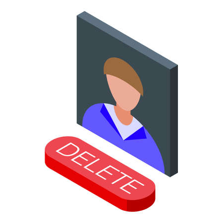 Delete user button icon. Isometric of Delete user button vector icon for web design isolated on white backgroundのイラスト素材