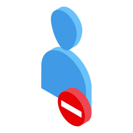Delete user male icon. Isometric of Delete user male vector icon for web design isolated on white backgroundのイラスト素材