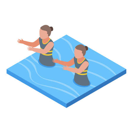 Synchronized swimming couple icon. Isometric of Synchronized swimming couple vector icon for web design isolated on white backgroundのイラスト素材