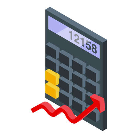 Bitcoin calculator icon. Isometric of Bitcoin calculator vector icon for web design isolated on white backgroundのイラスト素材