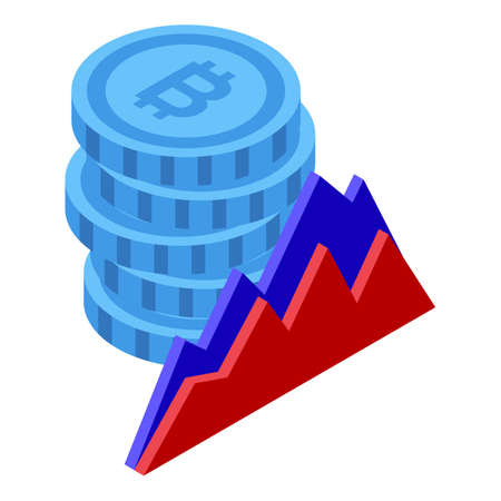Bitcoin treasury graph icon. Isometric of Bitcoin treasury graph vector icon for web design isolated on white backgroundのイラスト素材
