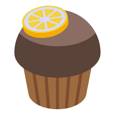 Lemon muffin icon. Isometric of Lemon muffin vector icon for web design isolated on white backgroundのイラスト素材