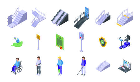 Accessible environment icons set. Isometric set of Accessible environment vector icons for web design isolated on white backgroundのイラスト素材
