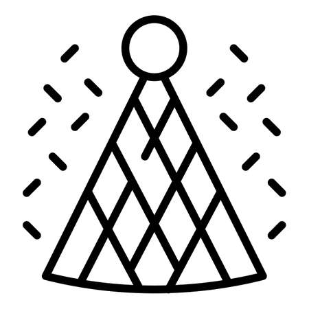 New Year party hat icon. Outline New Year party hat vector icon for web design isolated on white backgroundのイラスト素材