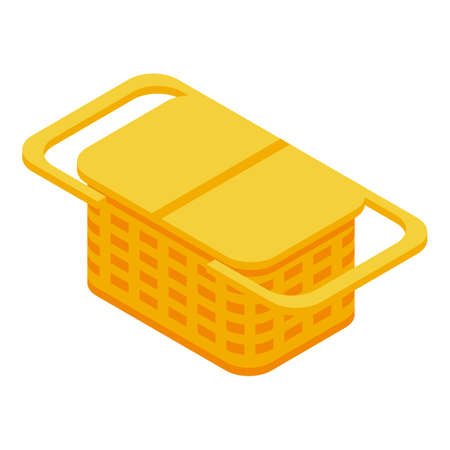 Small picnic basket icon isometric vector. Easter craft basket. Friends park bagのイラスト素材