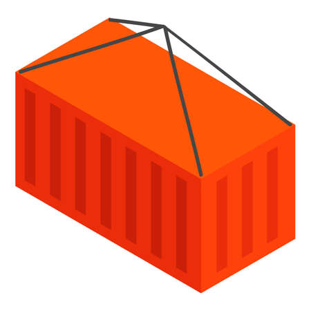 Cargo container icon isometric vector. Red closed metal container icon. Cargo transportation, shipping, logisticのイラスト素材