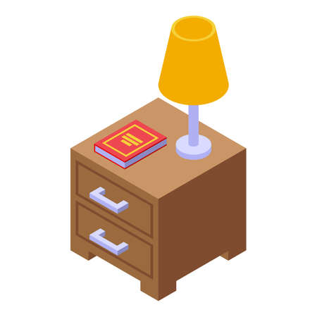 Bedroom drawer icon isometric vector. Interior bed room. Light furnitureのイラスト素材