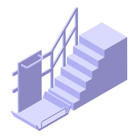 Accessible stairs icon isometric vector. Wheelchair environment. Access rampのイラスト素材