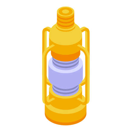 Kerosene lamp icon isometric vector. Old lantern. Fire flameのイラスト素材