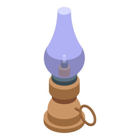 Kerosene lantern icon isometric vector. Old lamp. Oil candle fireのイラスト素材