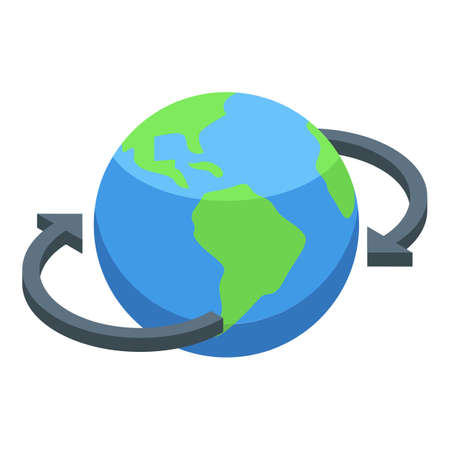 Globe rotation icon isometric vector. World earth. Map rotateのイラスト素材