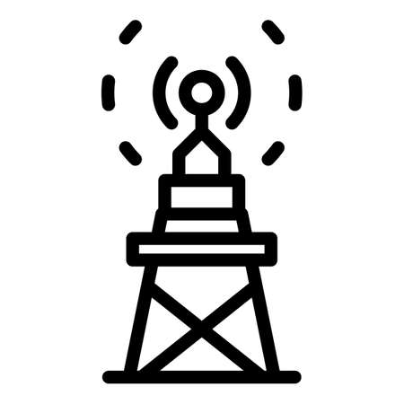 Radio tower icon outline vector. Broadcast transmission. Telecommunication stationのイラスト素材