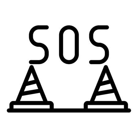 Sos road cones icon outline vector. Cone traffic. Construction safetyのイラスト素材