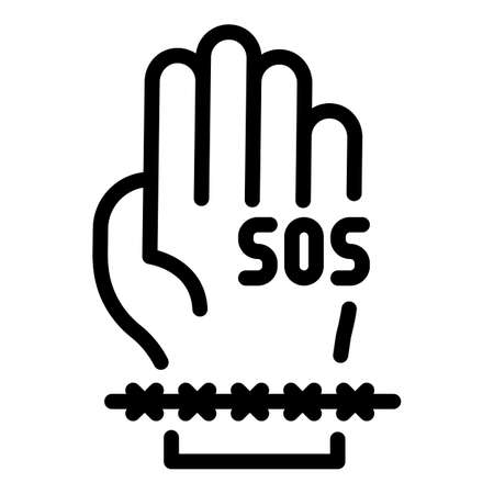 People sos icon outline vector. Phone alarm. Help lifebuoyのイラスト素材