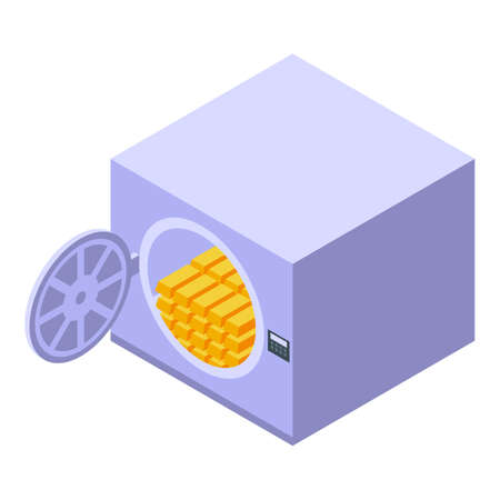 Gold bank reserve safe icon isometric vector. Money finance. Rich paymentのイラスト素材