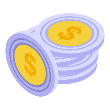 Dollar coins icon isometric vector. Money coin. Golden bankのイラスト素材