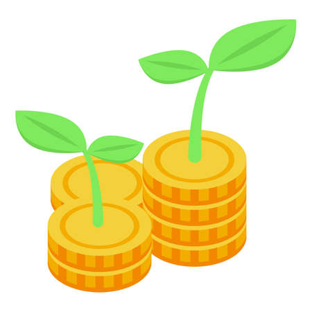 Coin finance support icon isometric vector. Financial money. Help investorのイラスト素材