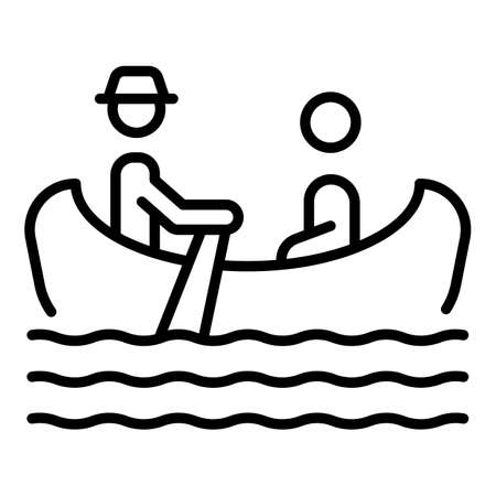 Venice gondolier icon outline vector. Gondola boat. Italian manのイラスト素材