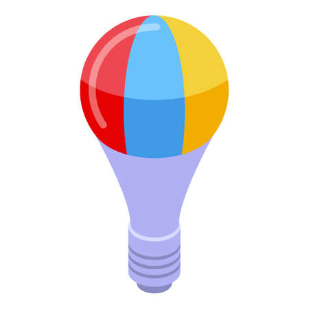 Rainbow smart bulb icon isometric vector. Creative lightbulb. Lamp solutionのイラスト素材