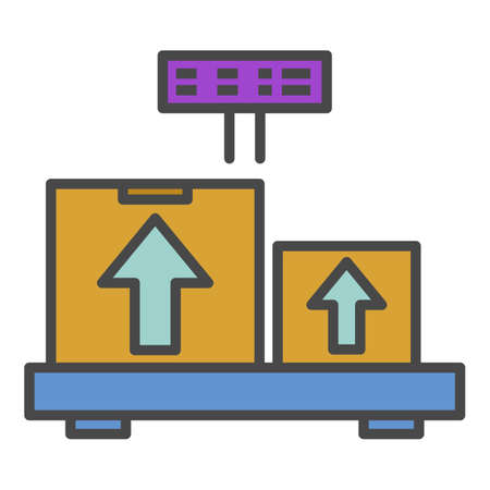 Weighing delivery box icon. Outline weighing delivery box vector icon color flat isolated on whiteのイラスト素材