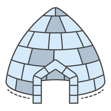 Ice igloo icon. Outline ice igloo vector icon color flat isolated on whiteのイラスト素材